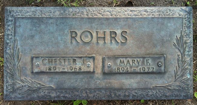 Chester Rohrs Buried with 2nd Wife - Mary