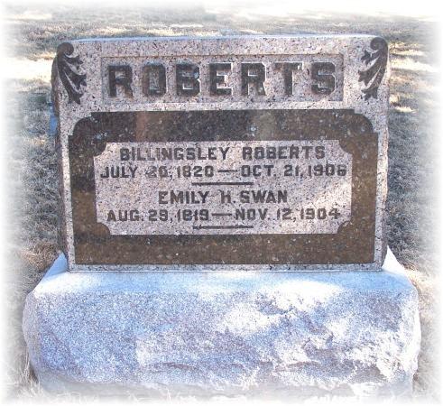 Billingley & Emily (Swan) Roberts - Tombstone
